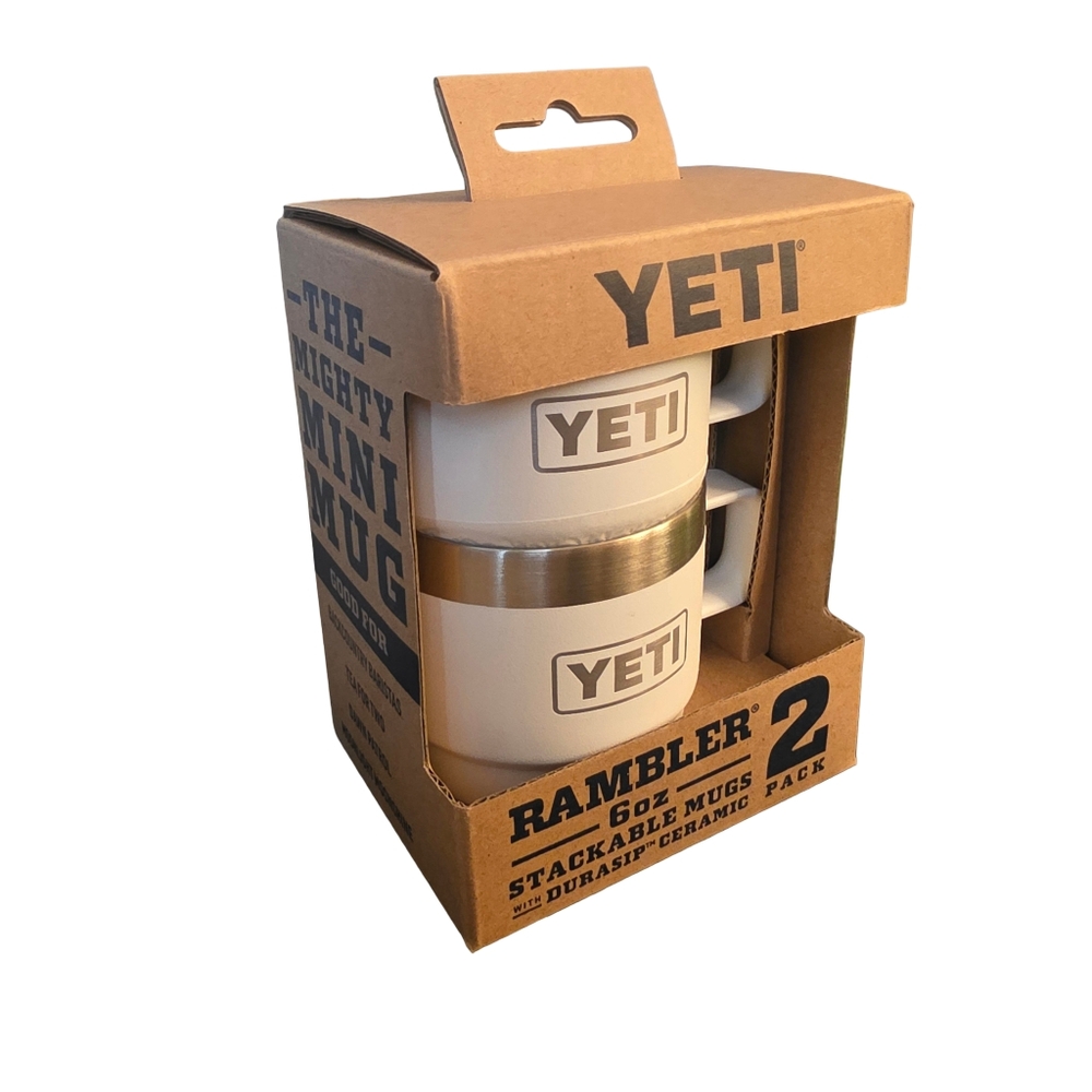 Yeti 6 Oz Stackable Ceramic Lined Mugs In White NEW